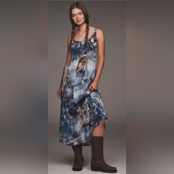 Anthropologie Dresses & Skirts - Anthropologie Watercolor Floral Artistic Boho Midi Dress